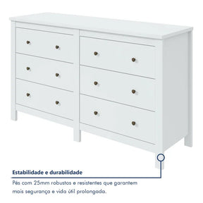 Cômoda 6 Gavetas Maggiore New Espresso Móveis Branco
