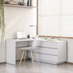 Mesa de Escritório Itália em L com 6 Gavetas