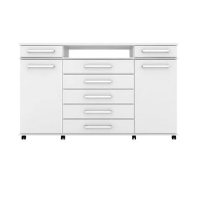 Cômoda 2 Portas 7 Gavetas Paris Espresso Móveis Branco