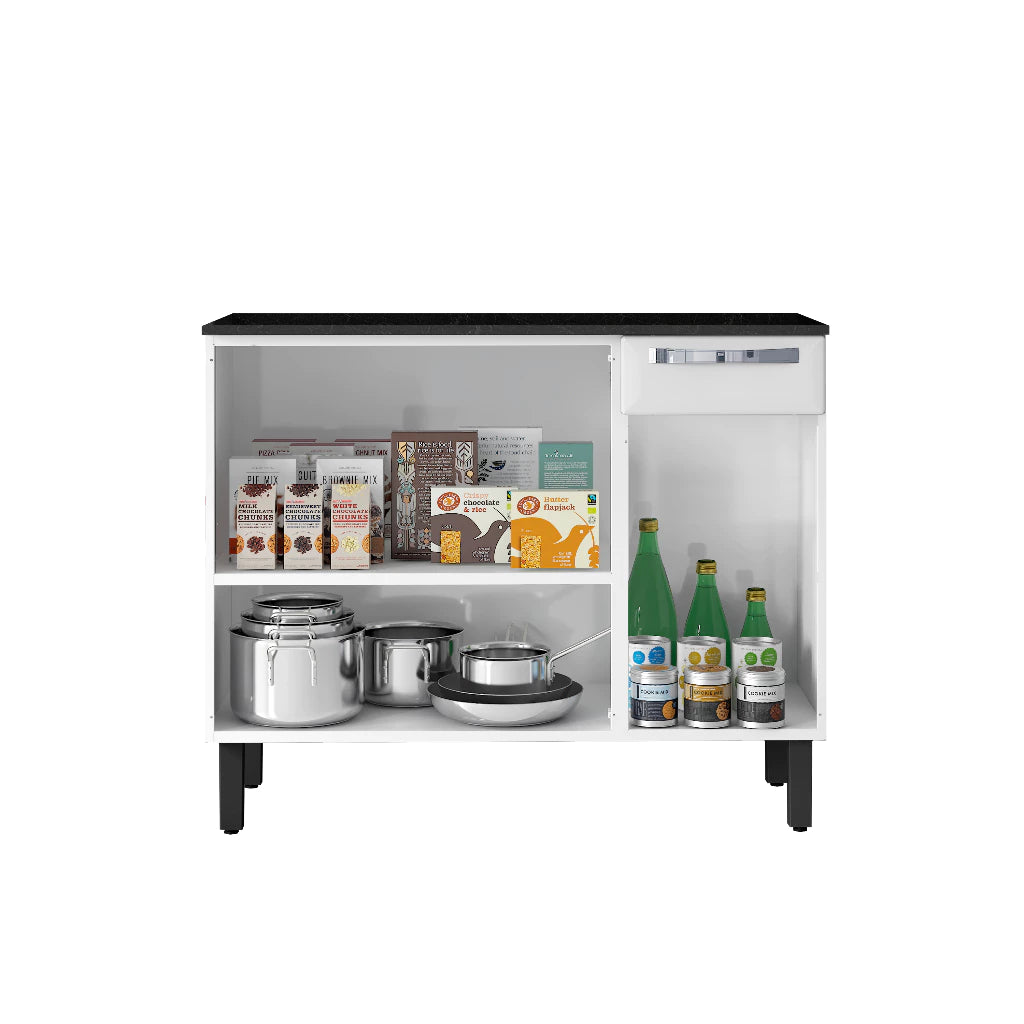 Balcão de Aço Itatiaia Cozinha 105cm Rose Branco com Gavetas – Linha Premium