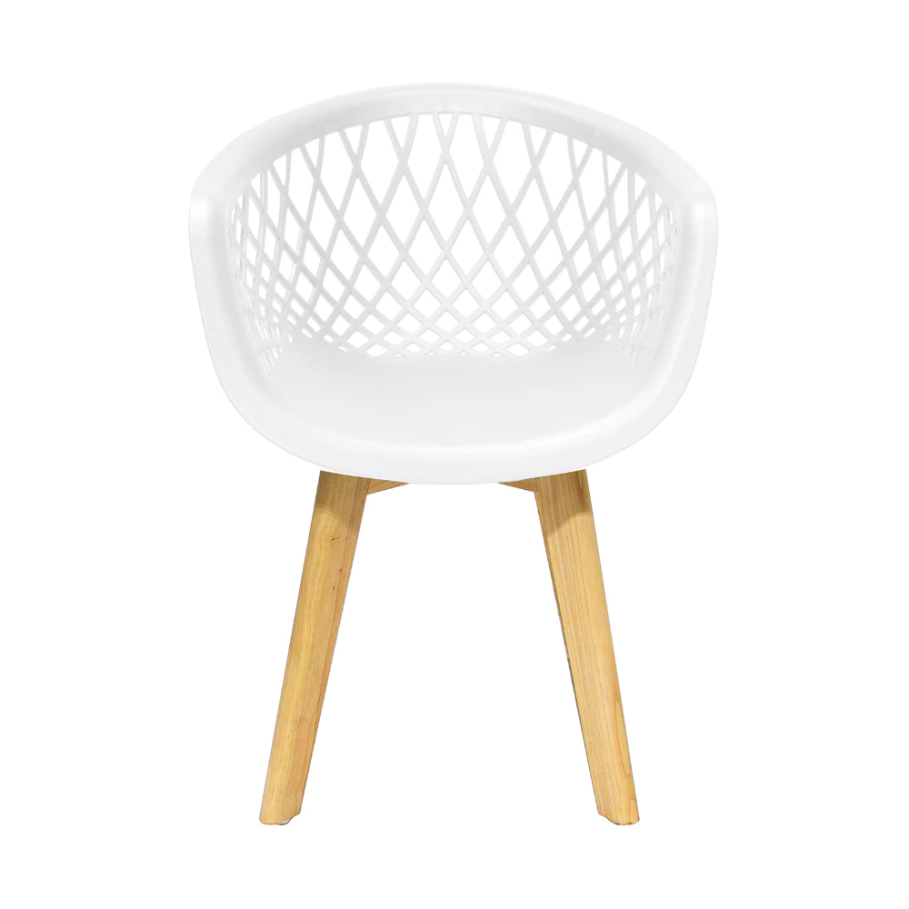 Kit 4 Poltronas Cadeiras Jantar Cozinha Sala Varanda Area Gourmet Web Branca Wood Base Madeira