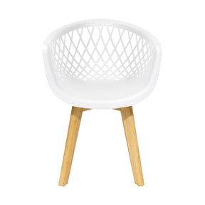 Kit 4 Poltronas Cadeiras Jantar Cozinha Sala Varanda Area Gourmet Web Branca Wood Base Madeira