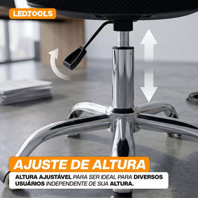 Kit 3 Cadeiras de Escritório Mesh Assento Estofado Base Giratória