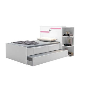 Bicama Solteiro com Baú, 2 Gavetas e Cama Auxiliar Iris Branco