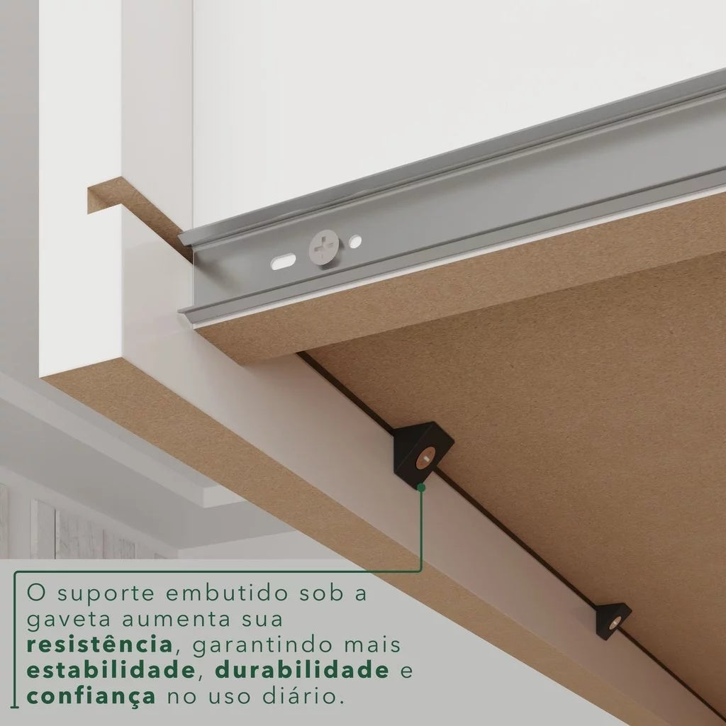 Guarda-roupa Casal 4 Portas 2 Gavetas França Branco