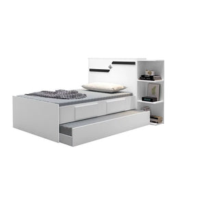 Bicama Solteiro com Baú, 2 Gavetas e Cama Auxiliar Iris Branco