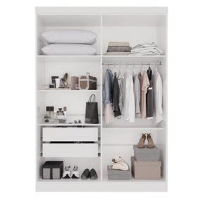 Guarda-roupa Casal 4 Portas 2 Gavetas França Branco
