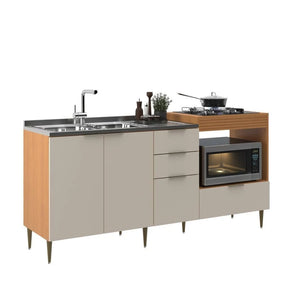 Balcão para Pia e Cooktop 4 Portas 2 Gavetas 190cm Alice Angelin e Off White Yescasa Angelin Premium/Off White