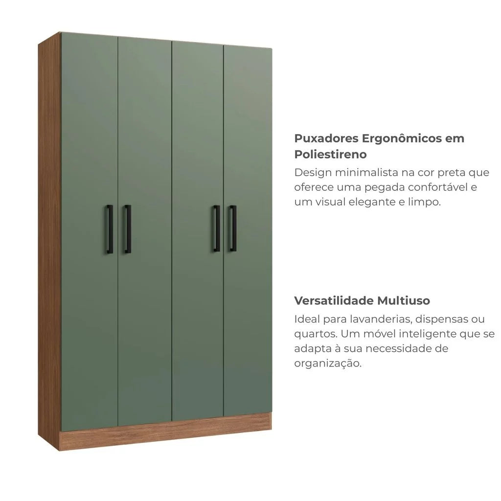 Armário Multiuso 4 Portas e 8 Prateleiras Rivera Freijó/Oliva