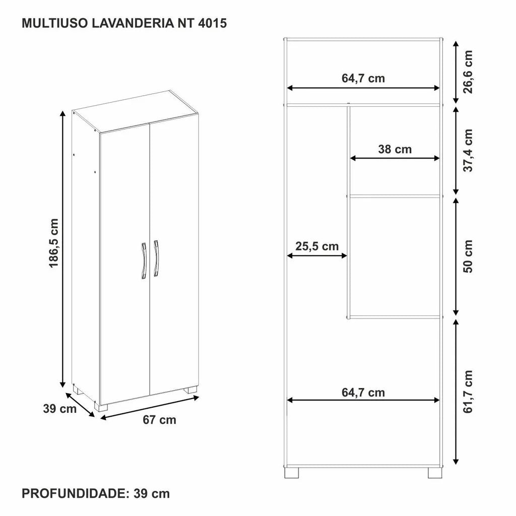 Armário Multiuso 2 Portas Lavanderia