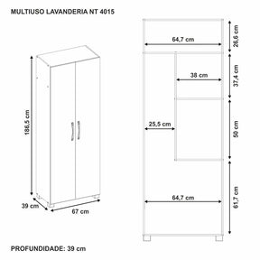 Armário Multiuso 2 Portas Lavanderia